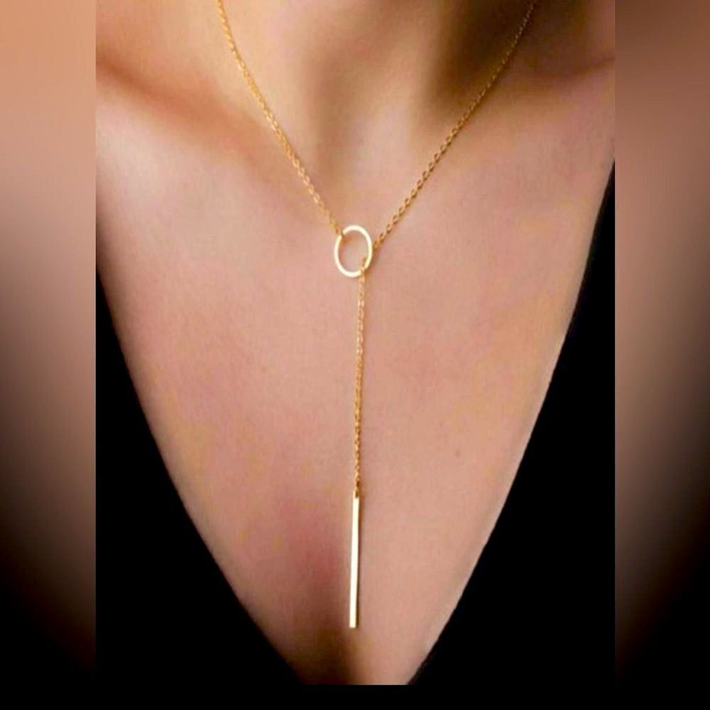 🔅🆕 🔅✨ Dainty Gold Tone Y Lariat Minimalist Necklace✨🔅